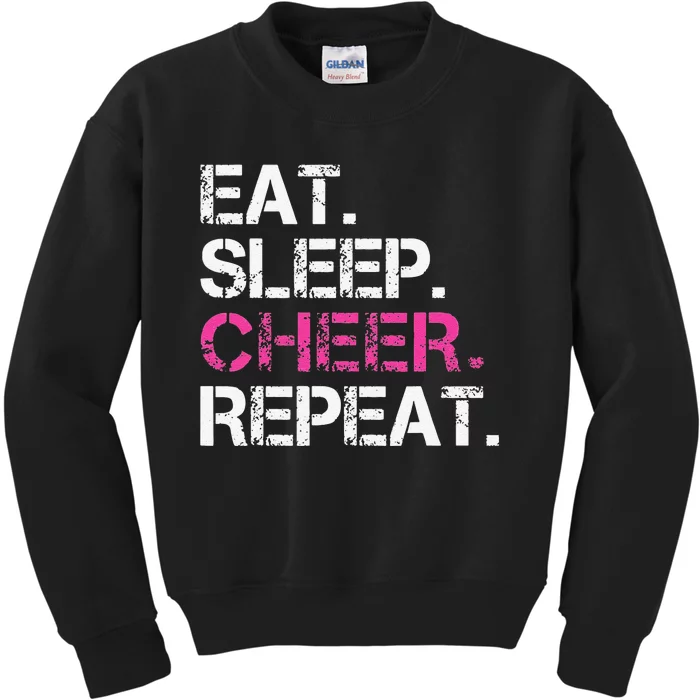 Funny Eat Sleep Cheer Repeat Cheerleading Cheerleader Gifts Kids Sweatshirt