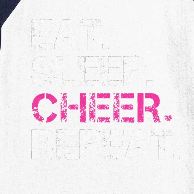 Funny Eat Sleep Cheer Repeat Cheerleading Cheerleader Gifts Baseball Sleeve Shirt