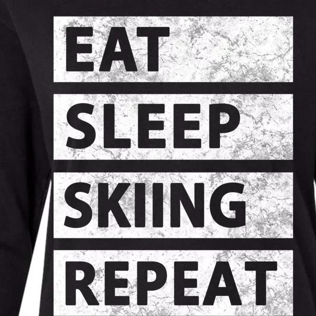 Funny Eat Sleep Skiing Love Skiing Gift Womens Cotton Relaxed Long Sleeve T-Shirt