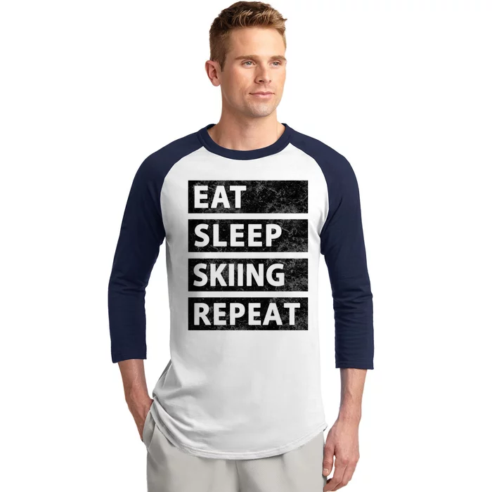 Funny Eat Sleep Skiing Love Skiing Gift Baseball Sleeve Shirt