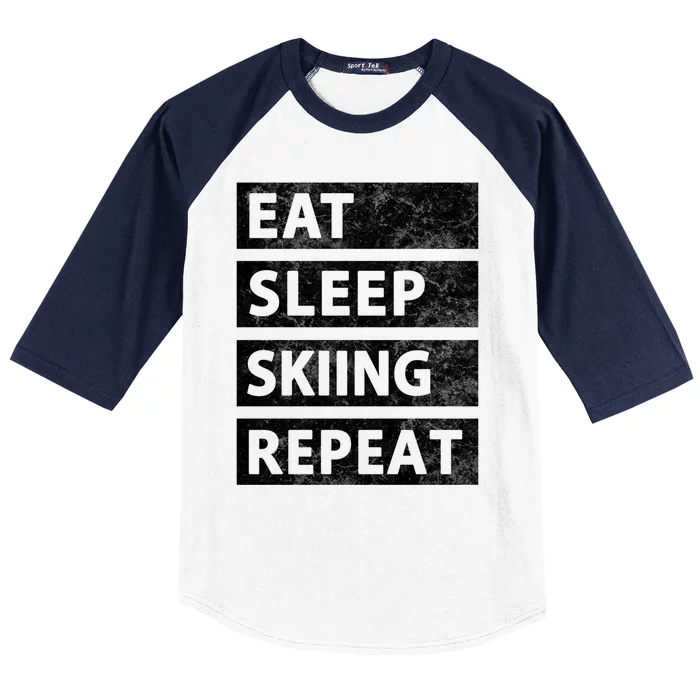 Funny Eat Sleep Skiing Love Skiing Gift Baseball Sleeve Shirt