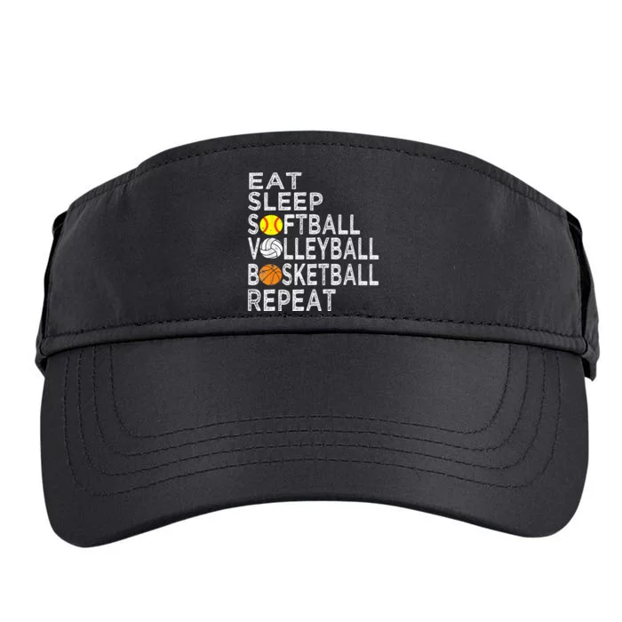 Funny Eat Sleep Softball Volleyball Basketball Adult Drive Performance Visor