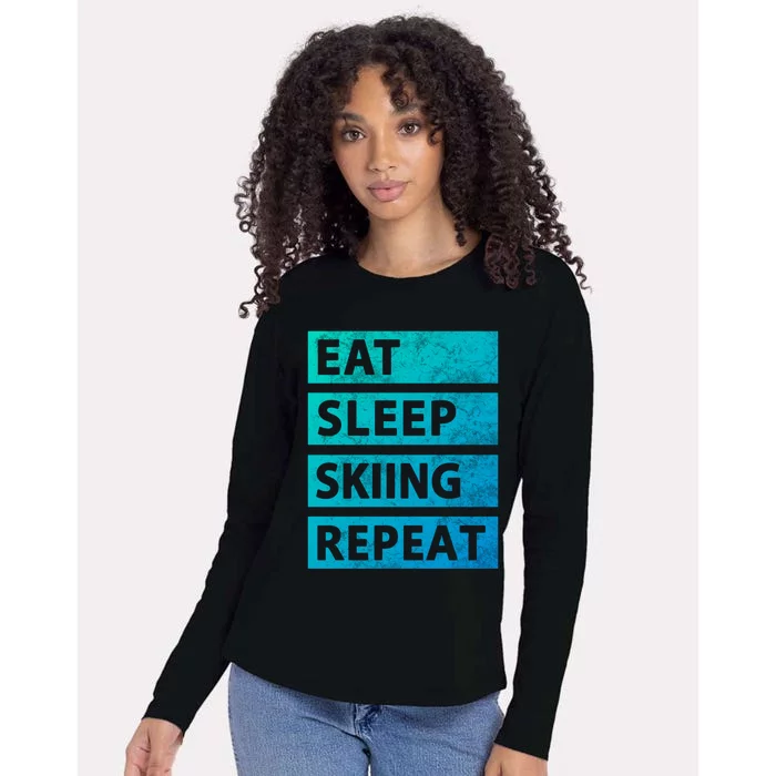 Funny Eat Sleep Skiing Love Skiing Gift Womens Cotton Relaxed Long Sleeve T-Shirt