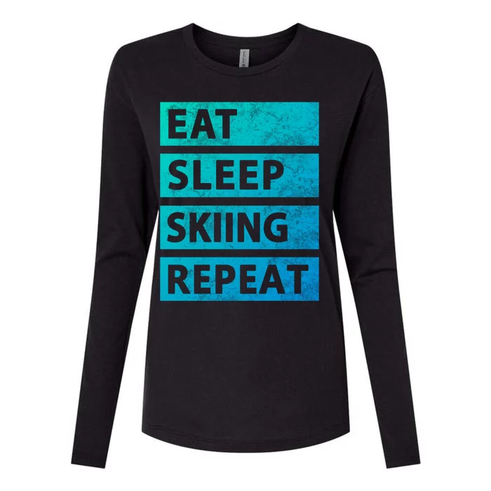 Funny Eat Sleep Skiing Love Skiing Gift Womens Cotton Relaxed Long Sleeve T-Shirt