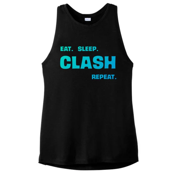 Funny Eat Sleep Clash Repeat Gaming Cool Gift Ladies Tri-Blend Wicking Tank