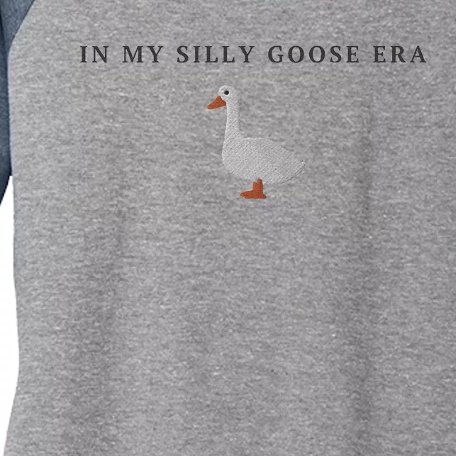 Funny Embroidered Silly Goose In My Silly Goose Era Cute Goose Embroidery Goo Women's Tri-Blend 3/4-Sleeve Raglan Shirt