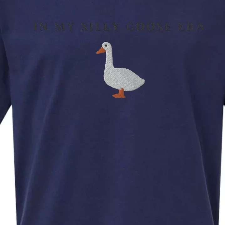 Funny Embroidered Silly Goose In My Silly Goose Era Cute Goose Embroidery Goo Sueded Cloud Jersey T-Shirt