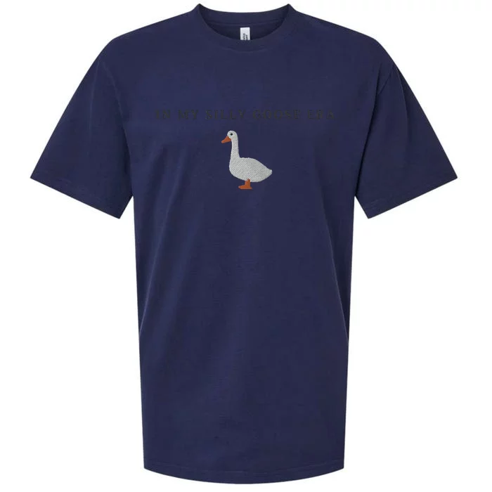 Funny Embroidered Silly Goose In My Silly Goose Era Cute Goose Embroidery Goo Sueded Cloud Jersey T-Shirt