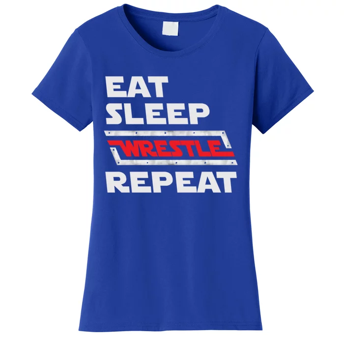 Funny Eat Sleep Wrestle Repeat Wrestling Gift Cute Gift Women's T-Shirt