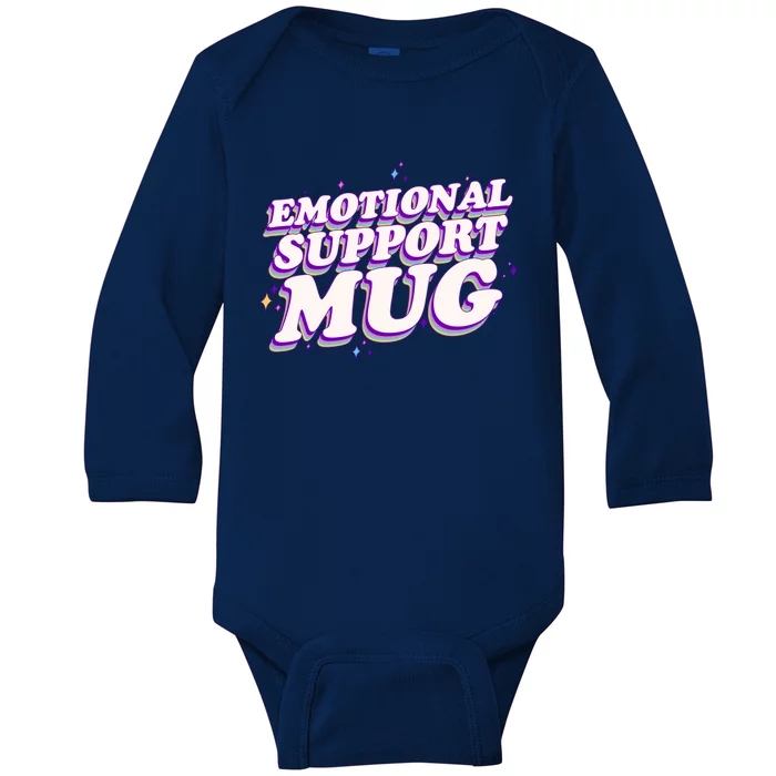 Funny Emotional Support Mug Purple version Baby Long Sleeve Bodysuit