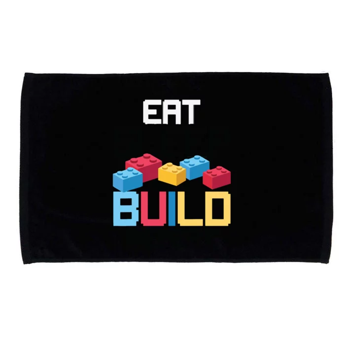 Funny Eat Sleep Build Gift Men Women Cool Blocks Building Microfiber Hand Towel