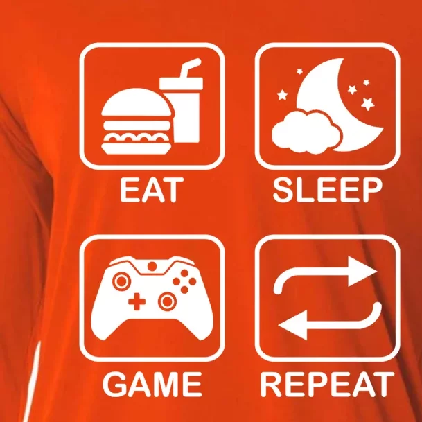 Funny Eat Sleep Game Repeat Gift For Gamer Gaming Lover Gift Cooling Performance Long Sleeve Crew