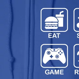 Funny Eat Sleep Game Repeat Gift For Gamer Gaming Lover Gift Full Zip Hoodie