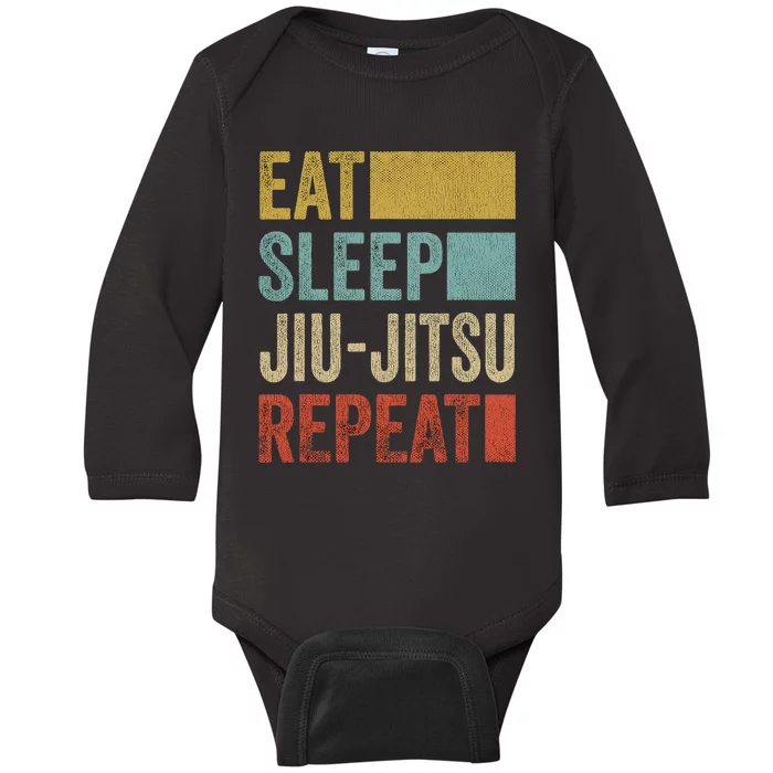 Funny Eat Sleep Jiu-Jitsu Repeat Gift Baby Long Sleeve Bodysuit