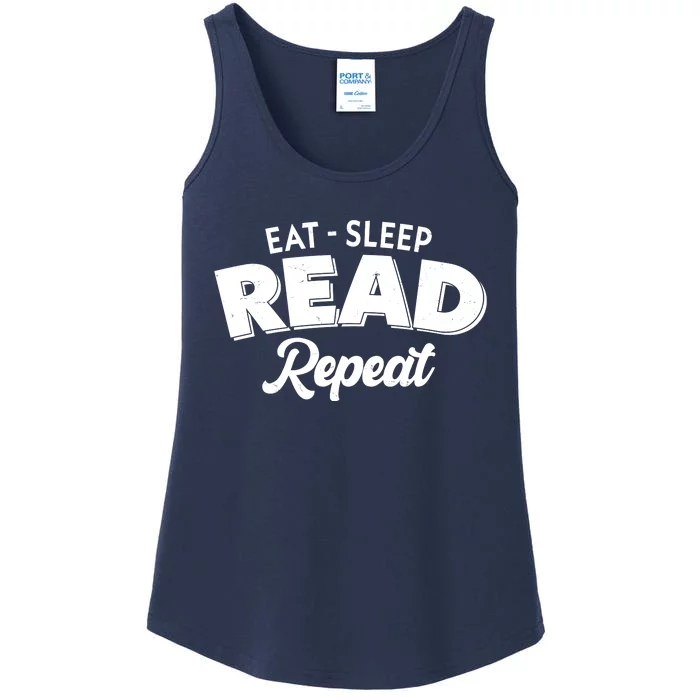 Funny Eat Sleep Read Repeat Book Lover Ladies Essential Tank