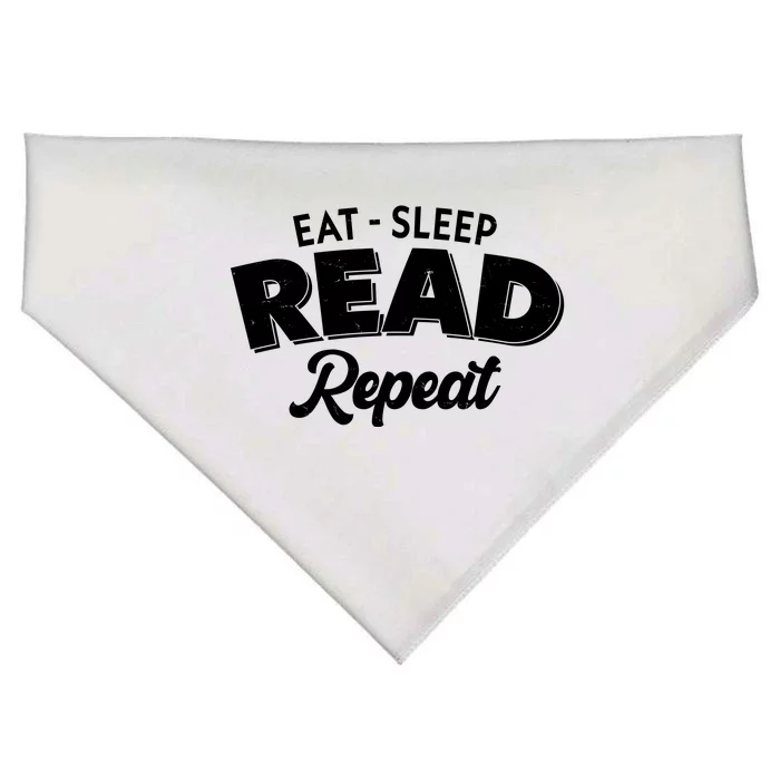 Funny Eat Sleep Read Repeat Book Lover USA-Made Doggie Bandana