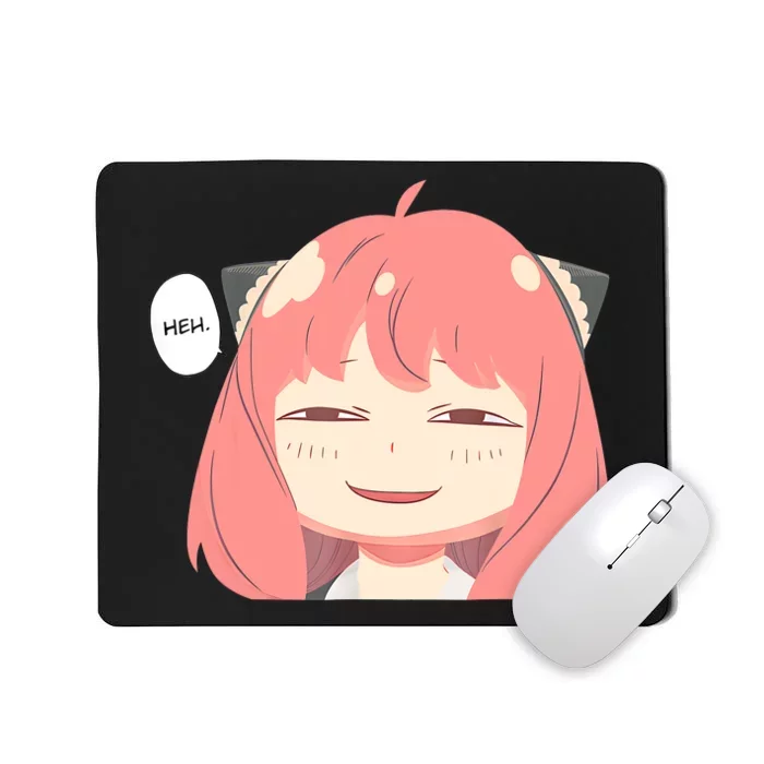 Funny Emotion Smile Heh. A Cute Girl For Family Holidays Mousepad