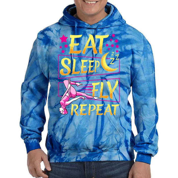 Funny Eat Sleep Fly Repeat Aerial Yoga Silks Cute Gift Tie Dye Hoodie