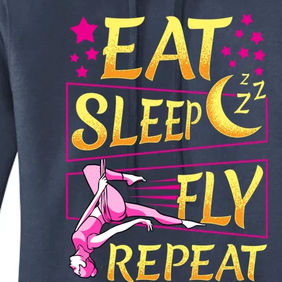 Funny Eat Sleep Fly Repeat Aerial Yoga Silks Cute Gift Women's Pullover Hoodie