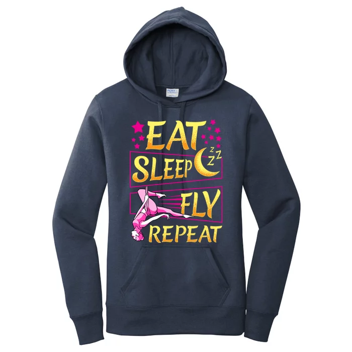 Funny Eat Sleep Fly Repeat Aerial Yoga Silks Cute Gift Women's Pullover Hoodie