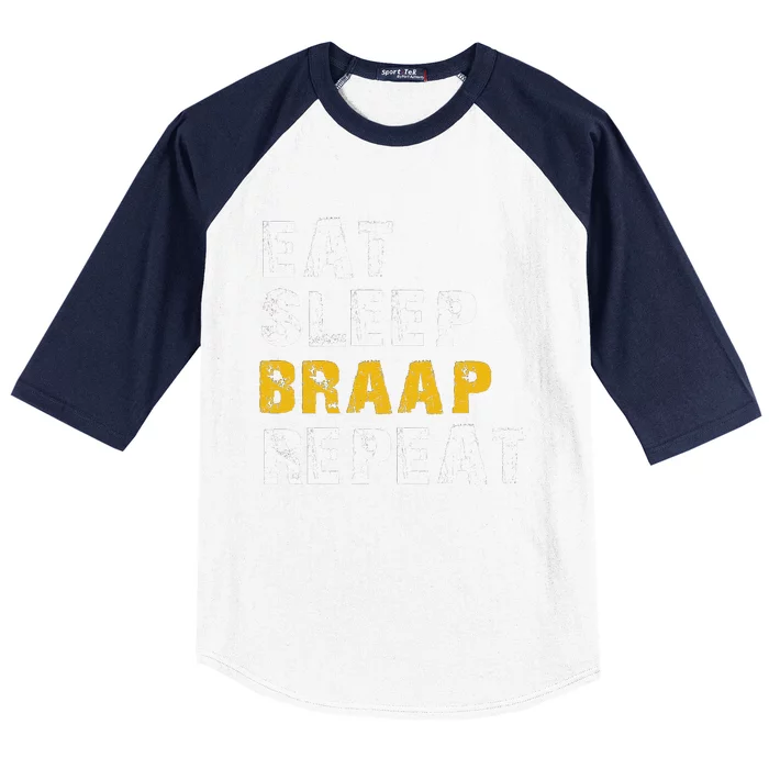 Funny Eat Sleep Braap Repeat Baseball Sleeve Shirt