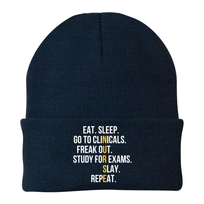 Funny Eat Sleep Go To Clinicals Nurse Life Nursing School Gift Knit Cap Winter Beanie