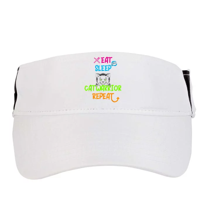 Funny Eat Sleep Cat Warrior Repeat Cool Cat Design Adult Drive Performance Visor