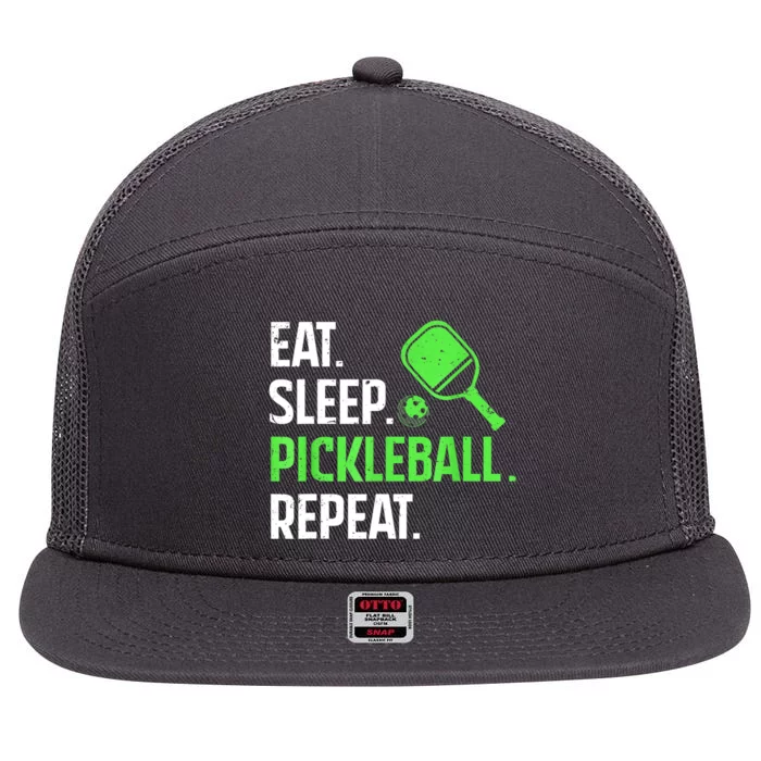 Funny Eat Sleep Pickleball Repeat Pickleball Player Lover Gift 7 Panel Mesh Trucker Snapback Hat