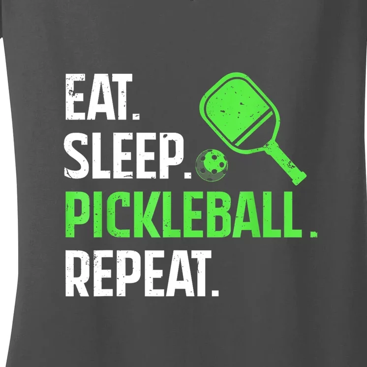 Funny Eat Sleep Pickleball Repeat Pickleball Player Lover Gift Women's V-Neck T-Shirt