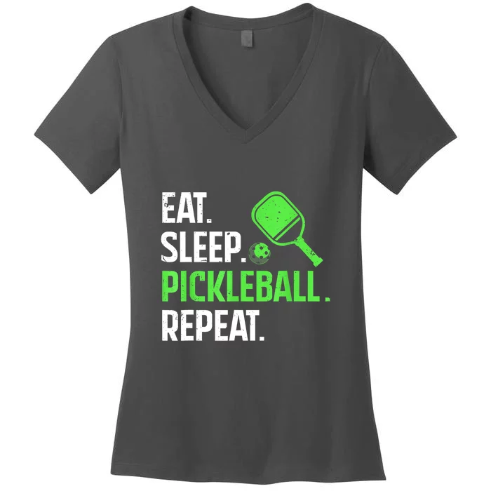 Funny Eat Sleep Pickleball Repeat Pickleball Player Lover Gift Women's V-Neck T-Shirt