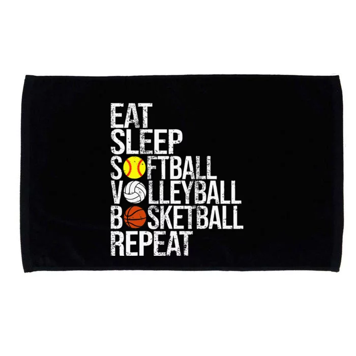 Funny Eat Sleep Coach Repeat Baseball Lover Microfiber Hand Towel