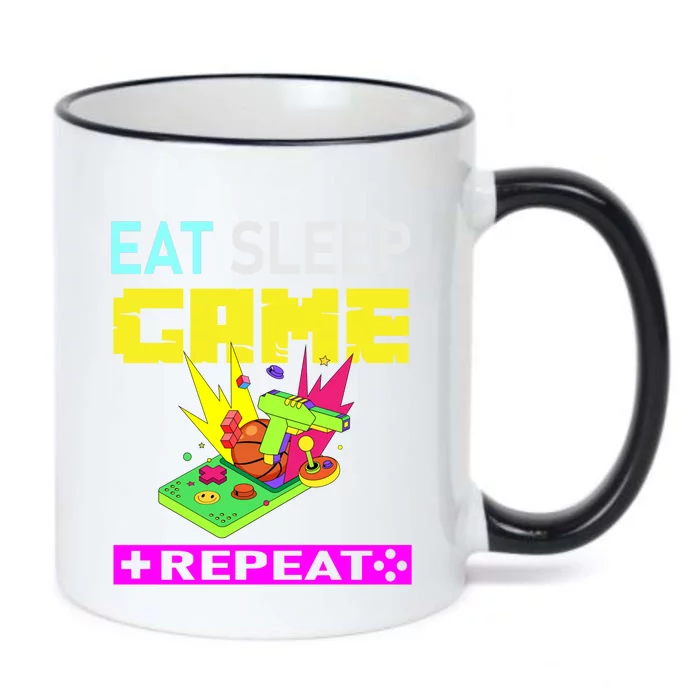 Funny Eat Sleep Game Repeat Design For Video Games Lovers Gift Black Color Changing Mug