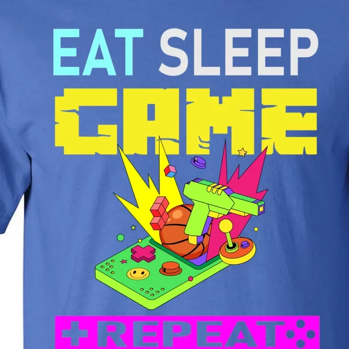 Funny Eat Sleep Game Repeat Design For Video Games Lovers Gift Tall T-Shirt