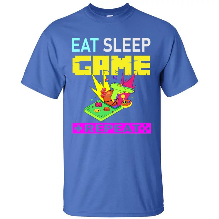 Funny Eat Sleep Game Repeat Design For Video Games Lovers Gift Tall T-Shirt