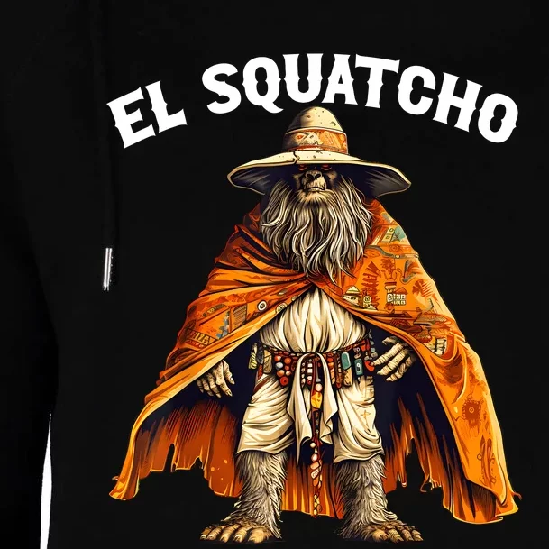 Funny El Squatcho Poncho Western Bigfoot Sasquatch Lover Womens Funnel Neck Pullover Hood