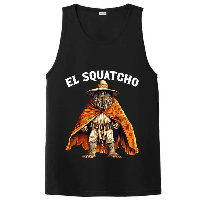 Funny El Squatcho Poncho Western Bigfoot Sasquatch Lover Performance Tank