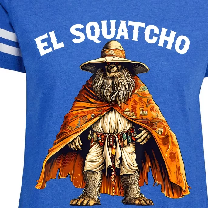 Funny El Squatcho Poncho Western Bigfoot Sasquatch Lover Enza Ladies Jersey Football T-Shirt