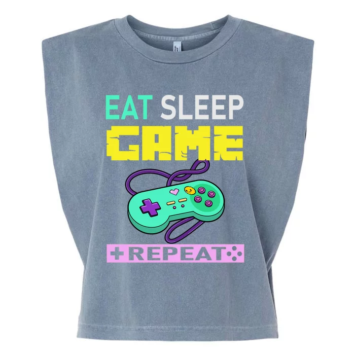 Funny Eat Sleep Game Repeat Tee For Video Games Lovers Cute Gift Garment-Dyed Women's Muscle Tee