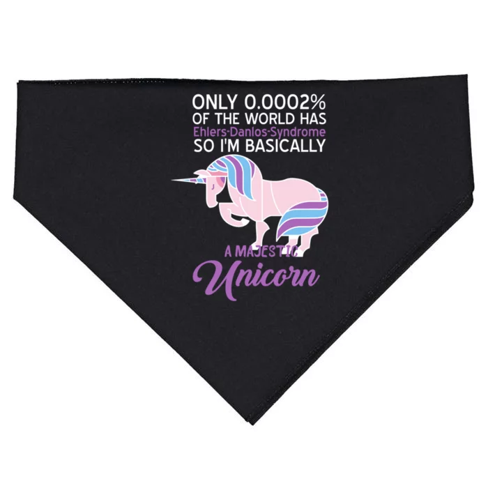 Funny Ehlersdanlos Syndrome Awareness Unicorn Lover Humor Gift USA-Made Doggie Bandana