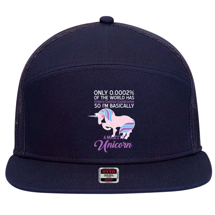 Funny Ehlersdanlos Syndrome Awareness Unicorn Lover Humor Gift 7 Panel Mesh Trucker Snapback Hat