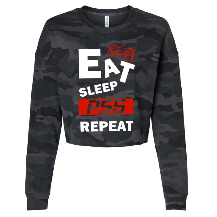 Funny Eat Sleep Ps5 Repeat Gift For Lover Video Game Great Gift Cropped Pullover Crew