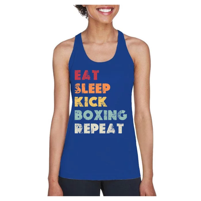 Funny Eat Sleep Kickboxing Repeat Mixed Martial Arts Cute Gift Women's Racerback Tank