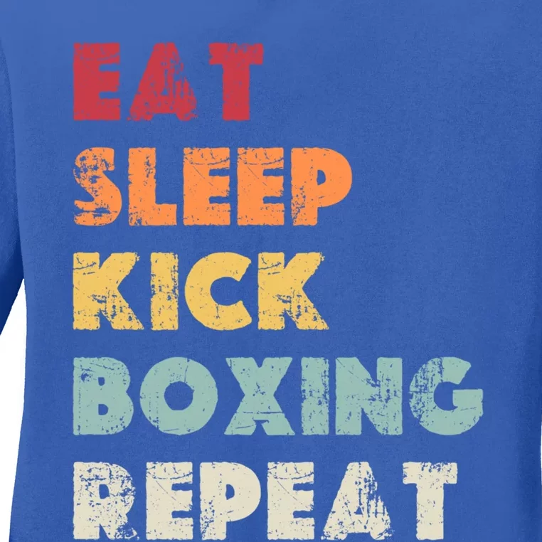 Funny Eat Sleep Kickboxing Repeat Mixed Martial Arts Cute Gift Ladies Long Sleeve Shirt