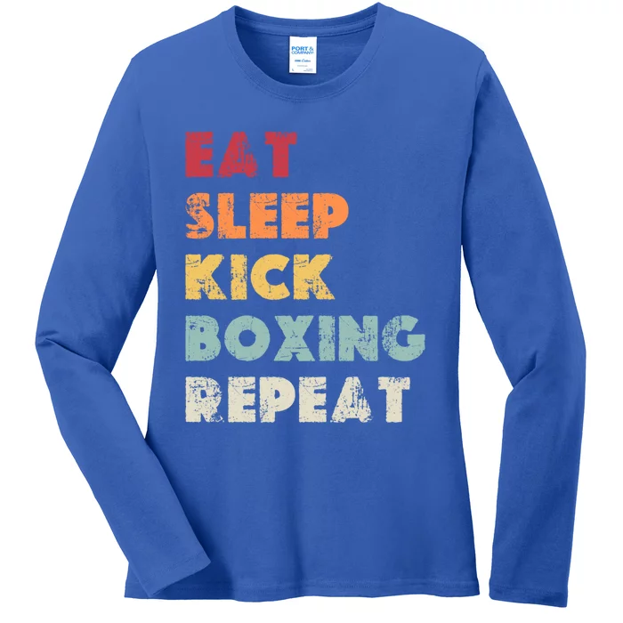 Funny Eat Sleep Kickboxing Repeat Mixed Martial Arts Cute Gift Ladies Long Sleeve Shirt