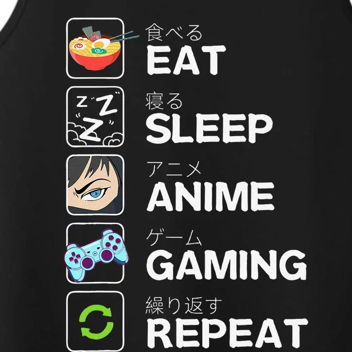 Funny Eat Sleep Anime Gaming Repeat Kawaii Otaku Gamer Anime Manga Performance Tank