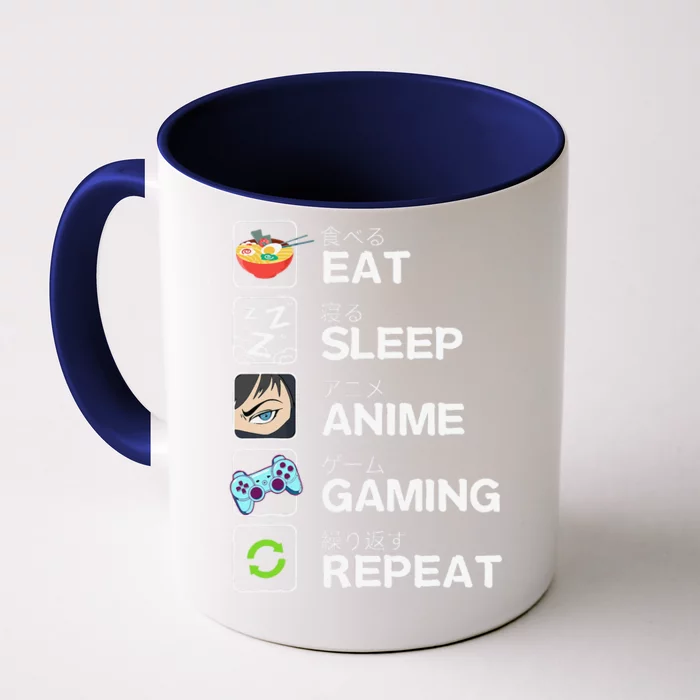 Funny Eat Sleep Anime Gaming Repeat Kawaii Otaku Gamer Anime Manga Front & Back Coffee Mug