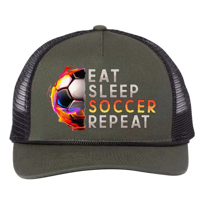 Funny Eat Sleep Soccer Repeat Soccer Player Retro Rope Trucker Hat Cap