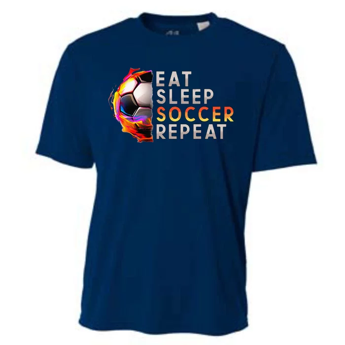 Funny Eat Sleep Soccer Repeat Soccer Player Cooling Performance Crew T-Shirt