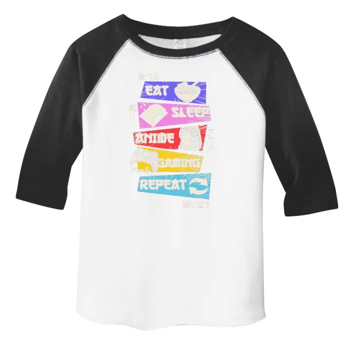 Funny Eat Sleep Anime Gaming Repeat Otaku Gamer Japanese Anime Toddler Fine Jersey T-Shirt