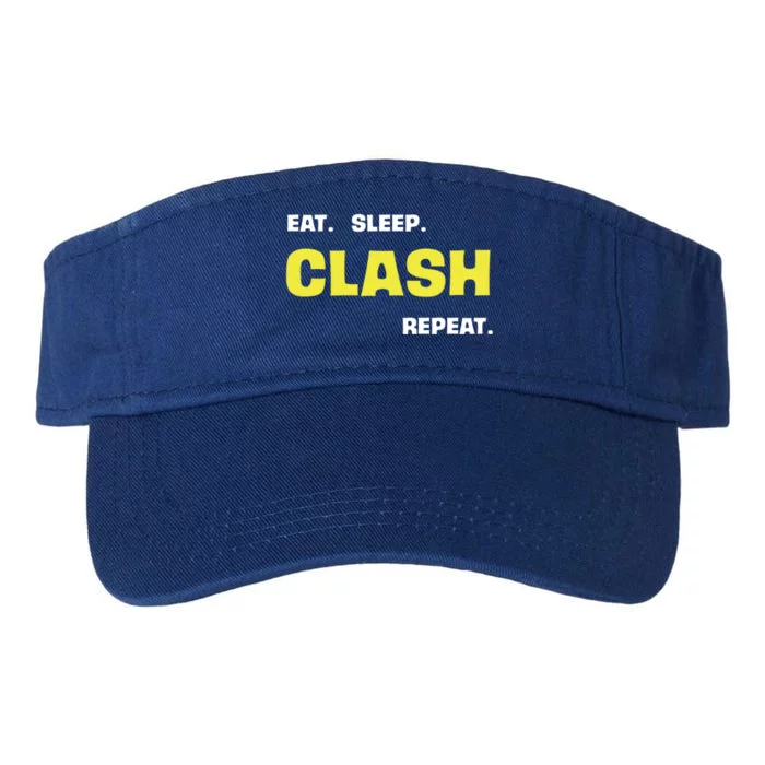 Funny Eat Sleep Clash Repeat Gaming Cute Gift Valucap Bio-Washed Visor